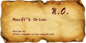 Mazák Orion névjegykártya